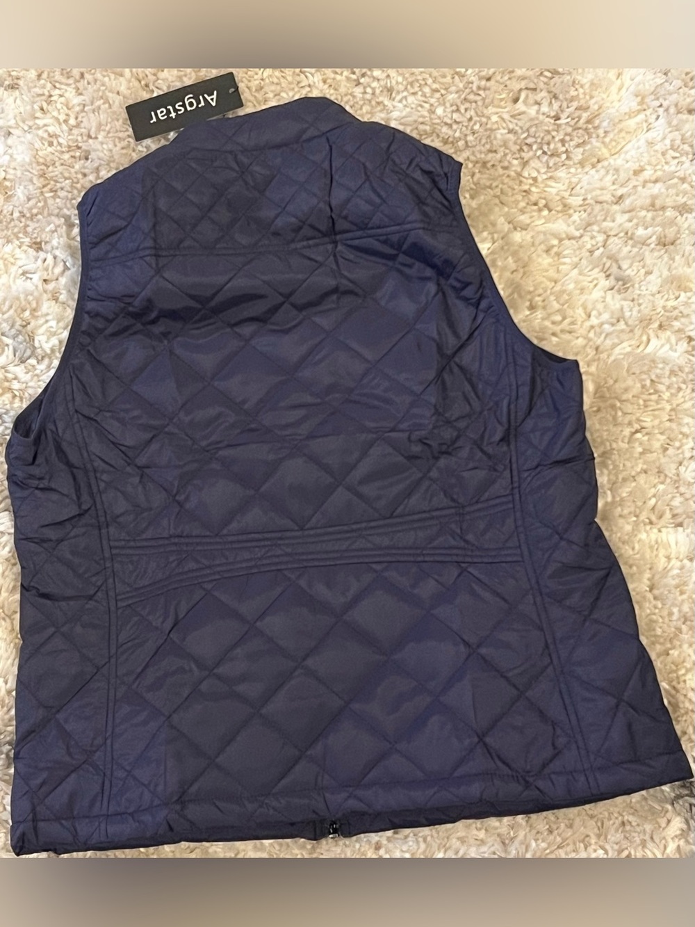 NWT Quilted Navy Sleeveless Vest with Stand Collar Size L - Picture 6 of 9